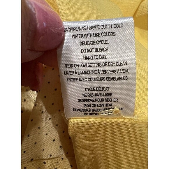 Blousology Women’s XL Flutter Sleeve Layered Lined Floral Print Polka Dot Yellow - Picture 8 of 8